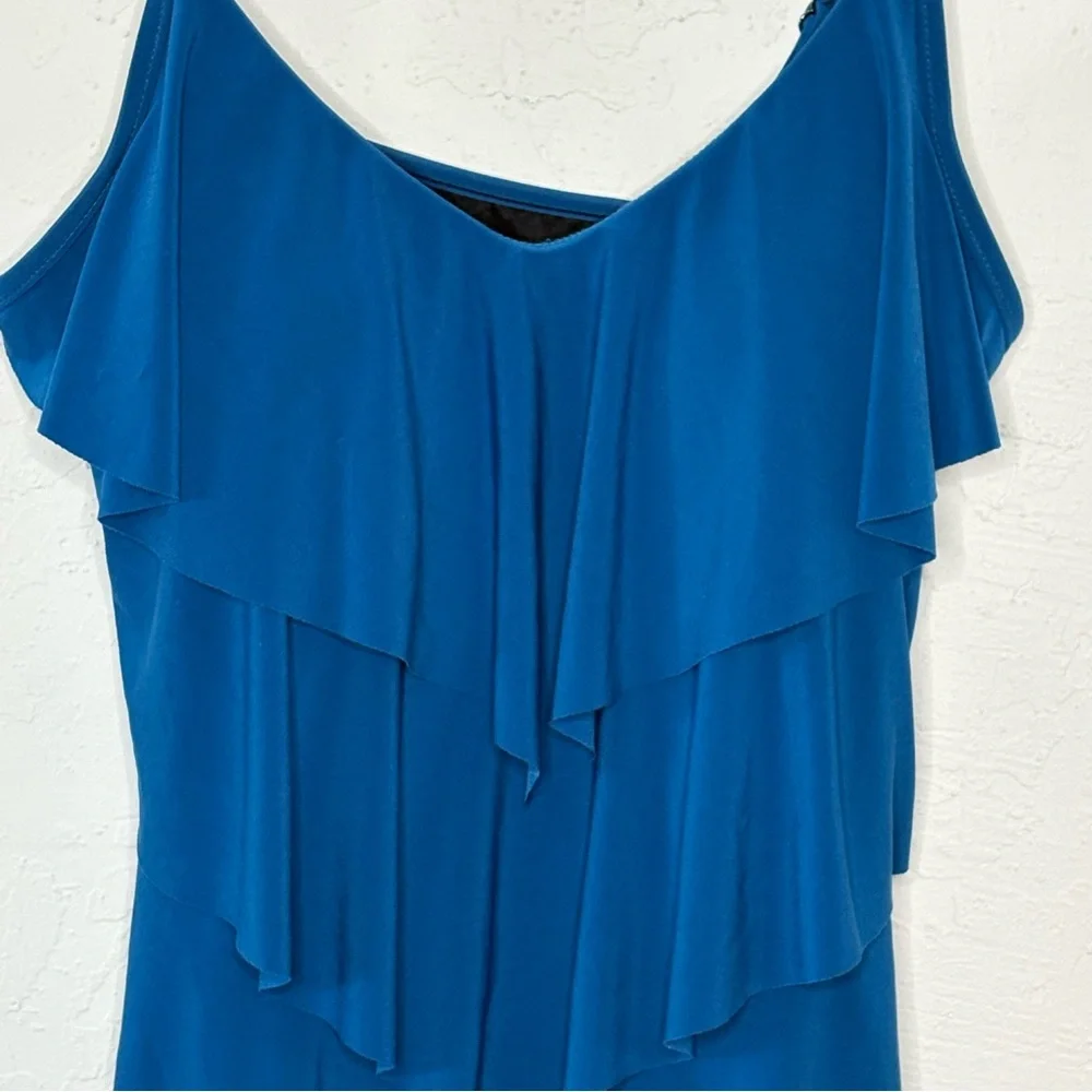 Magicsuit Rita Tiered Slimming Tankini Top Color Cobalt Size 10 Built In Bra USA